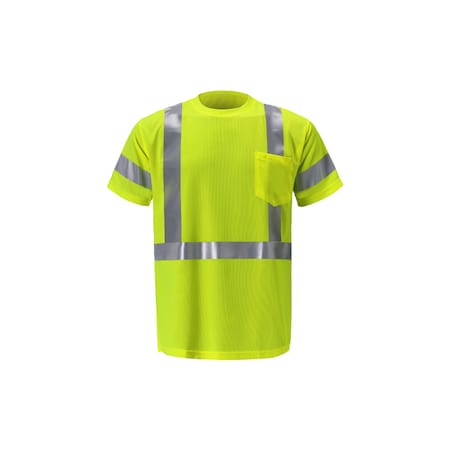 High Viz Short Sleeve Birdseye T Shirt, 3X-Large, Lime, Class 3